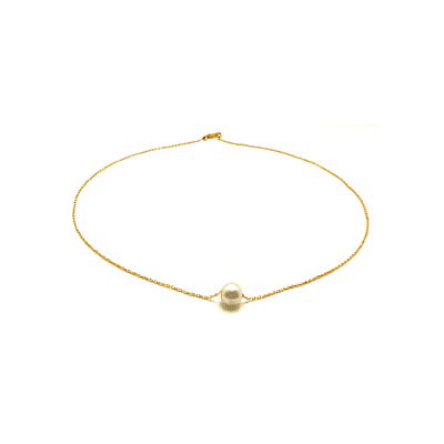 Women's Minimalist Imitation Pearl Pendent on Gold Plated Chain Necklace